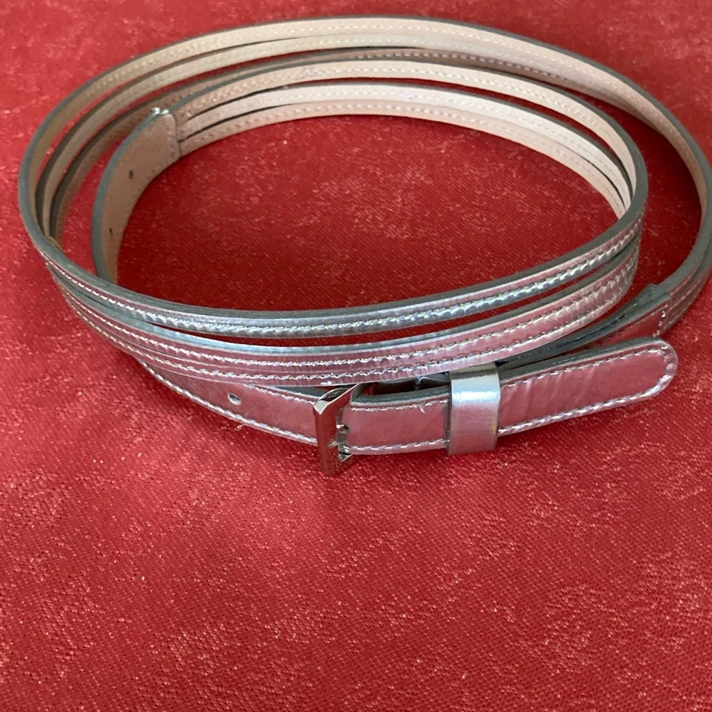 J Crew Metallic Silver Leather Belt